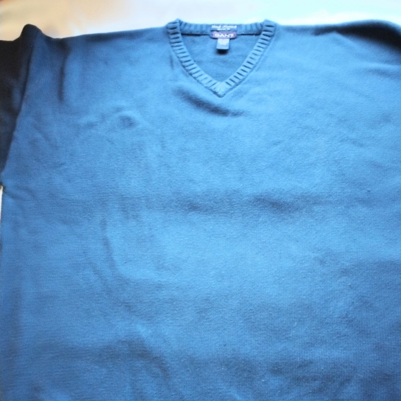 Gant Men's V Neck Pullover 100% Cotton  Blue Size XXL - Picture 5 of 12